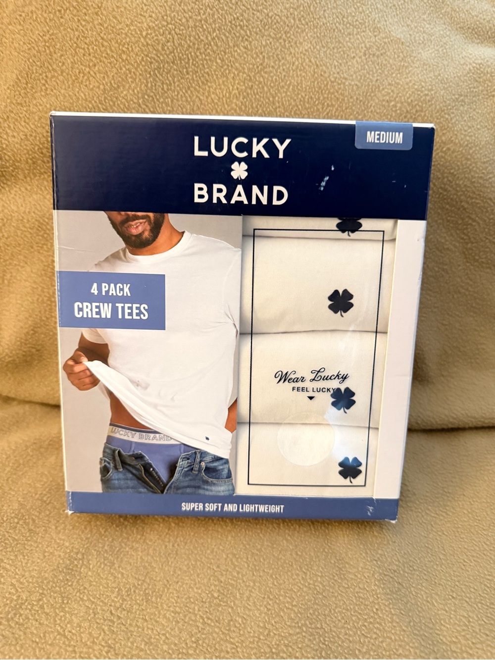 Lucky Brand White 4-Pack Crew Tees